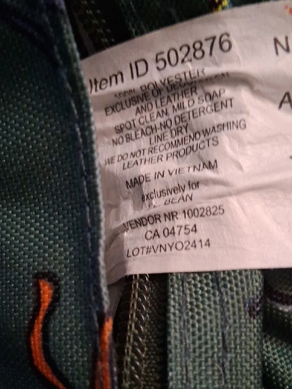 L.L. Bean Olive Green Kids Backpack with Colorful Bug Print